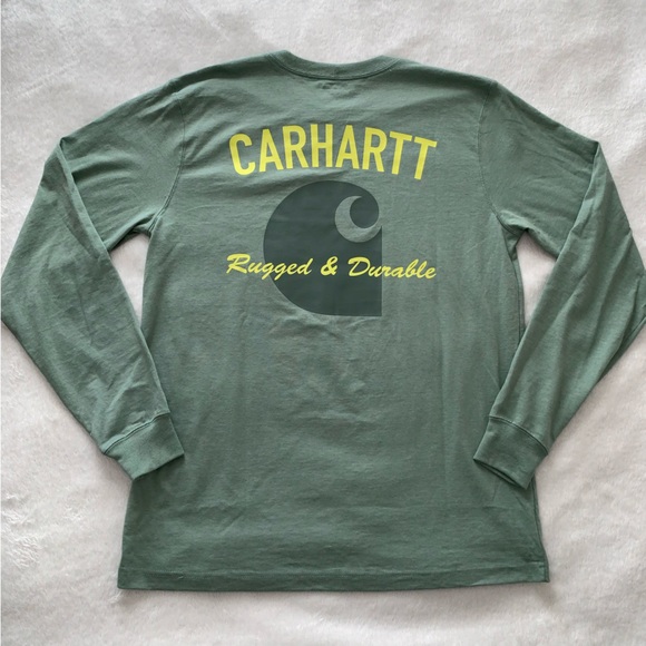 Carhartt Men’s Green Long Sleeve Tee Size M - Picture 2 of 6